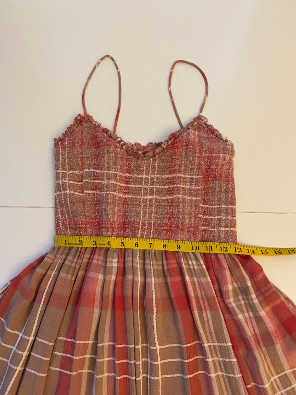 Free People Sweet Nothings Plaid Midi Dress Smocked Flowy Size Small - Picture 16 of 16